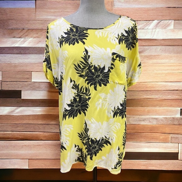 Ann Taylor Loft Top Womens Yellow Floral Short Sleeve size L
Boho Chic - Picture 1 of 10